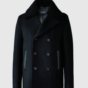 COLE wool double-breasted jacket with shearling collar