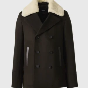 COLE wool double-breasted jacket with shearling collar