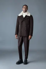 COLE wool double-breasted jacket with shearling collar