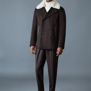 COLE wool double-breasted jacket with shearling collar